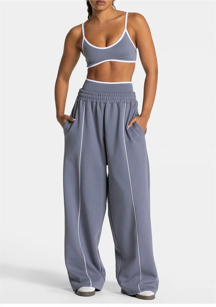 Women's Jogger Straight Trousers Trendy Sports Pants Running Yoga Pants Casual Pockets Women Loose Low Waist Wide Leg Pant Mujer
