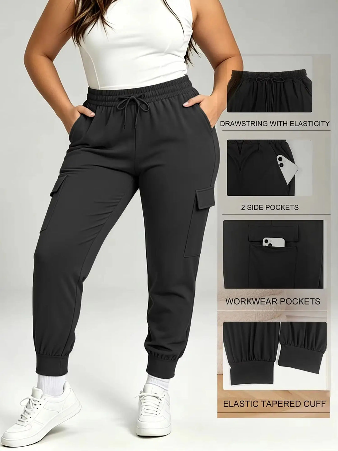 Plus Jogger Women's Cargo Jogger Pants Soft Street Casual Sweatpants Joggers Pants Causal Gym Athletic Workout High Waist Bottom