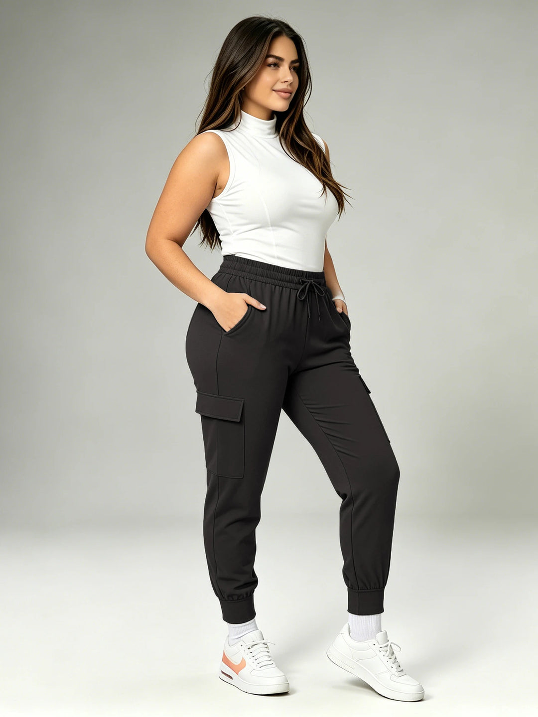 Plus Jogger Women's Cargo Jogger Pants Soft Street Casual Sweatpants Joggers Pants Causal Gym Athletic Workout High Waist Bottom