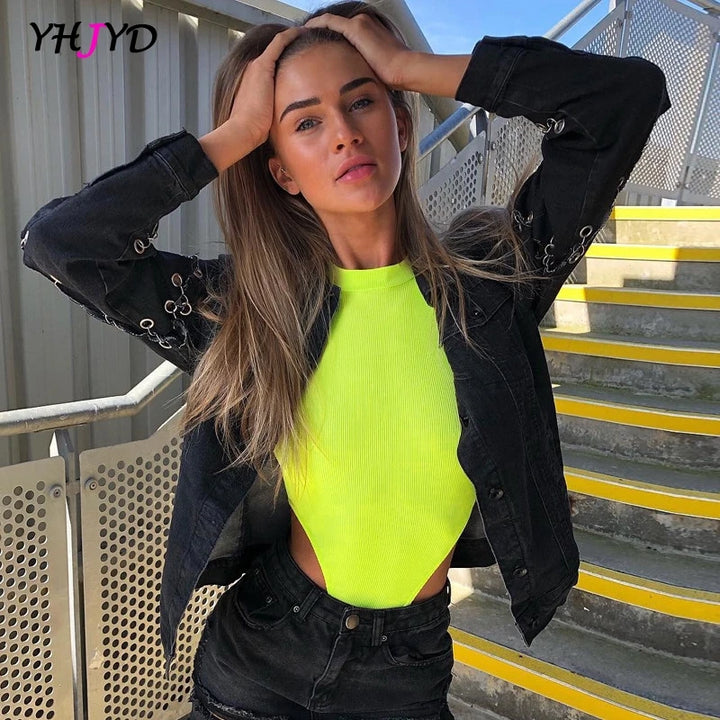 Women's turtleneck Sexy Bodysuit Ribbed Knit Bodycon High Leg Bodies for women 2021 Summer Fashion Sleeveless Top for Women