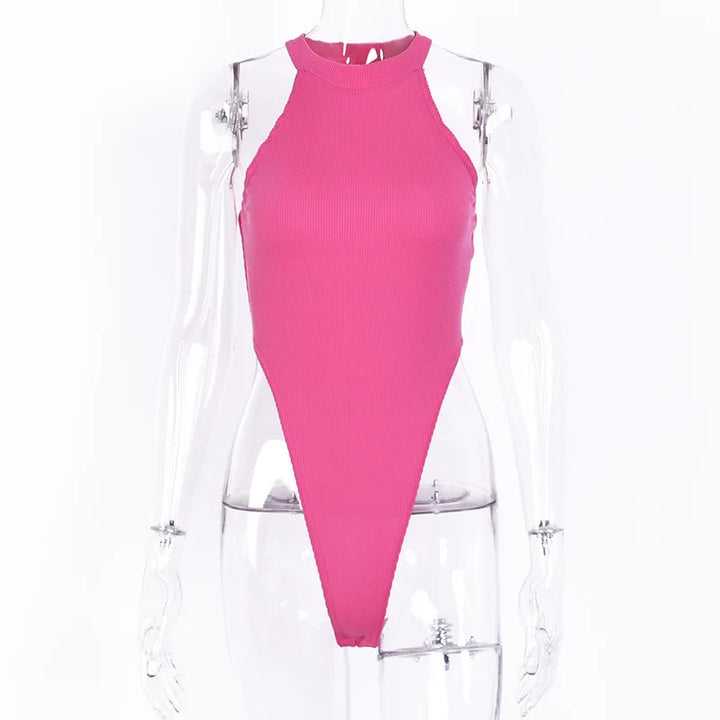 Women's turtleneck Sexy Bodysuit Ribbed Knit Bodycon High Leg Bodies for women 2021 Summer Fashion Sleeveless Top for Women
