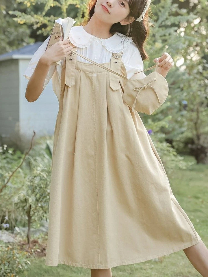 Sleeveless Dress Women Clothing A-line Kawaii Pure Korean Fashion Baggy All-match Vintage Preppy Girlish Sweet Vestidos Summer