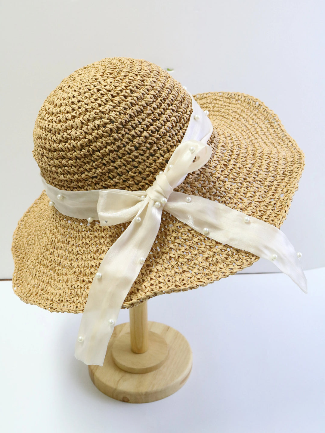 Women's Summer Woven Straw & Fabric Beach Hat - Wide-Brim UV Protection Sun Cap for Outdoor & Coastal Adventures
