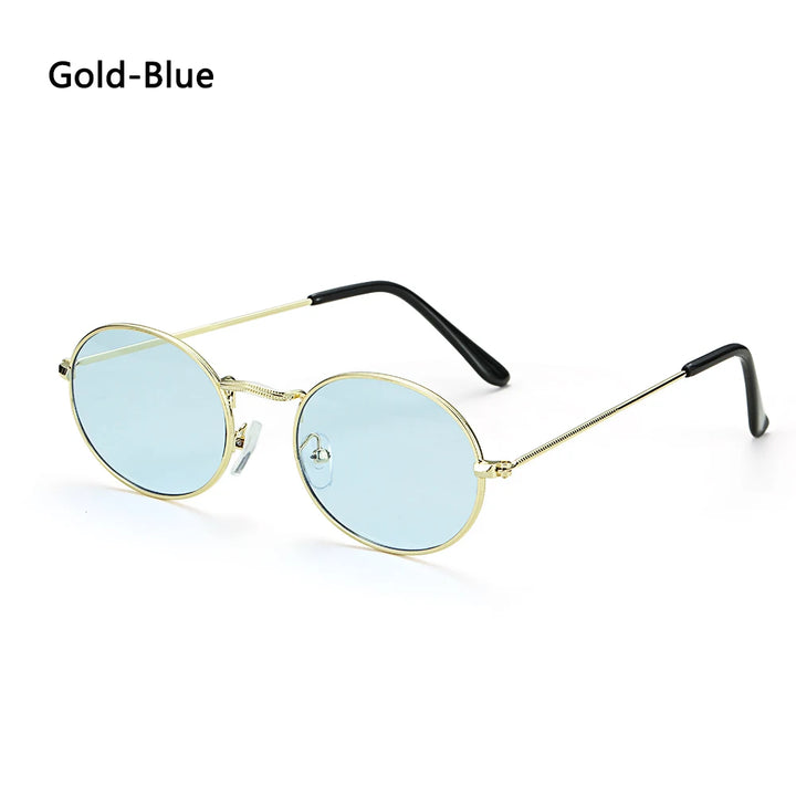 Vintage Oval Style Sunglasses Woman Metal Frame Retro Sun Glasses Male Female Clear Mirror Small Round Gafas De Sol Para Hombre