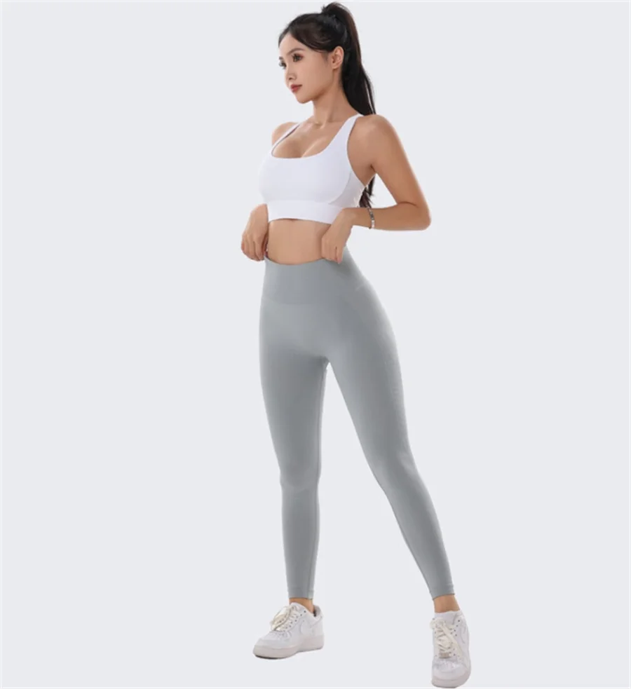 High Waisted Seamless Yoga Leggings for Women Solid Color Slim Fit Peach Shaped Hip Lifting Fitness Sports Pants
