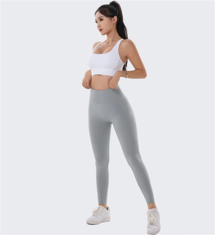High Waisted Seamless Yoga Leggings for Women Solid Color Slim Fit Peach Shaped Hip Lifting Fitness Sports Pants