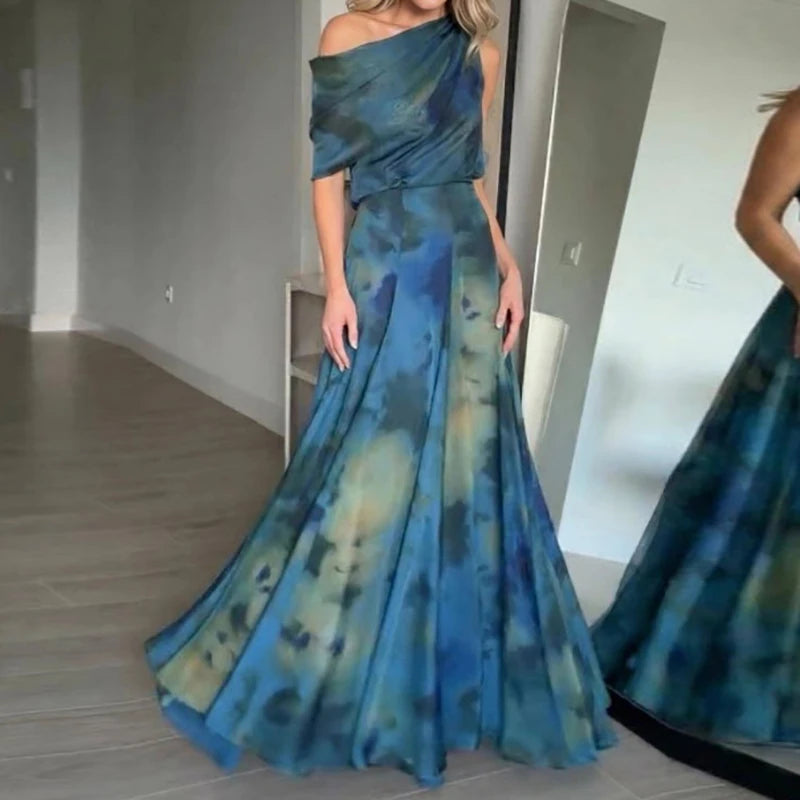 Elegant A-line Folded Sleeveless Dress French Summer Art Retro Mesh Breathable Dress Unique Blend High Neck Formal Evening Dress