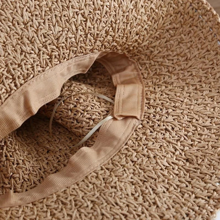 Summer Straw Hat for Women Hand-woven Flower Patterns Sunhat Elegant Ladies Party Dress Cap Travel Beach Breathable Panama Hats