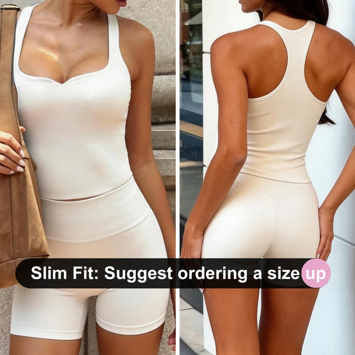 CSB Form Tank Lyla Racerback Tank Top with Built in Bra & High Waist Leggings Gym Set Fitness Gym Clothing