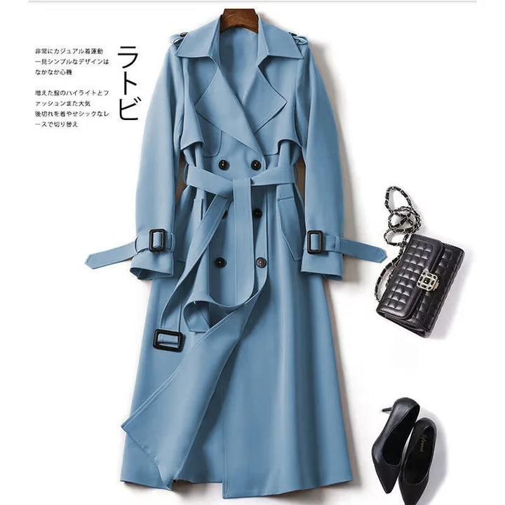 Trench Coat Women's Medium Long Spring Autumn New Korean Version Large Size Popular British Style Coat Over The Knee Coat
