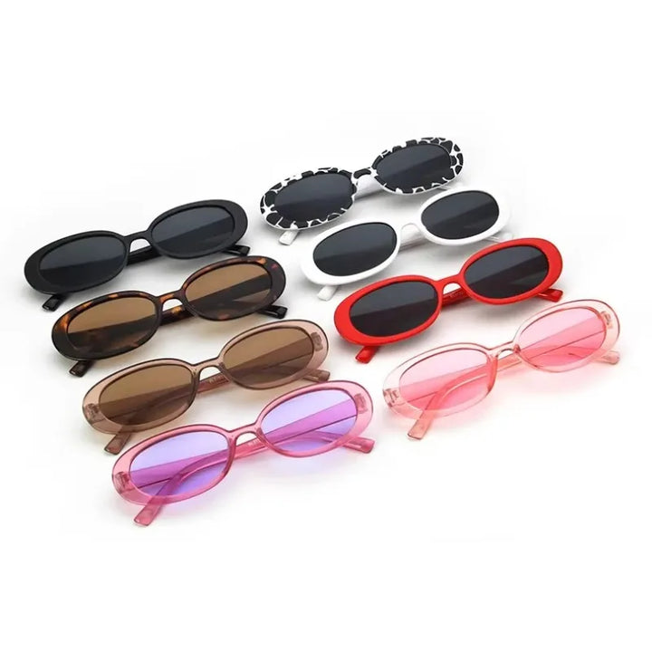 Vintage Oval  Sunglasses Women Luxury Brand Designer Small Oval Sun Glasses Retro Black Red Glasses Ladies Goggle