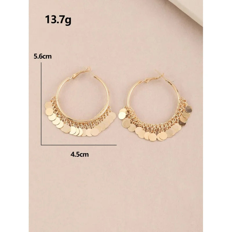 1 Pair Fashionable Minimalist Classic Exaggerated Gold Geometric Hoop Earrings For Women