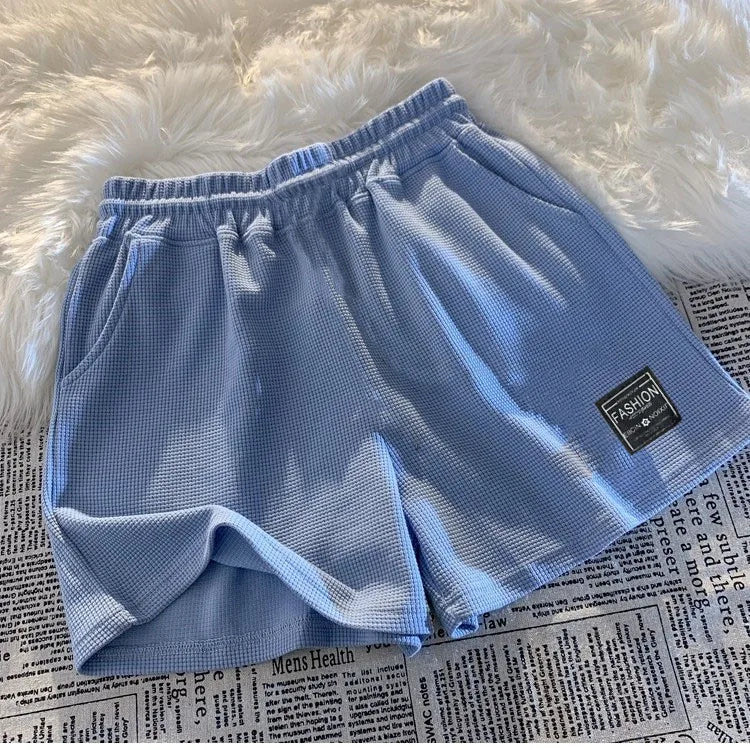Women Waffle Casual Shorts Loose Pocket Pants Soft Sports Loungewear Summer