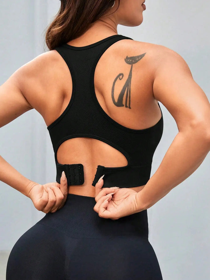 Womens Racerback Longline Sports Bra Light Support Padded Workout Crop Tank Top