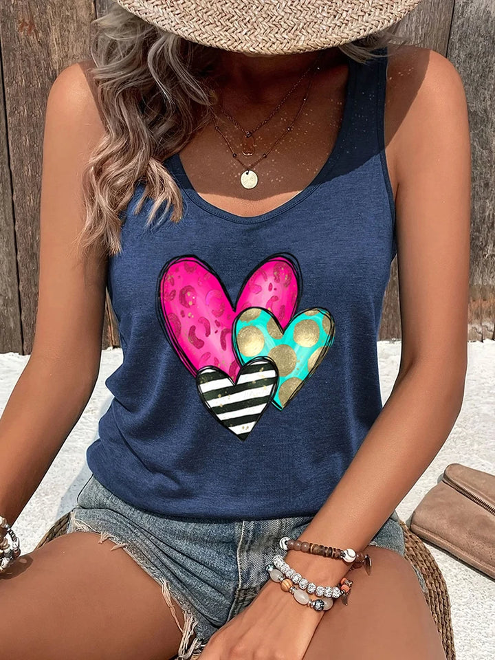 Women’s Vest Funny Heart Racerback Tanks Three Color Hearts Graphic Tank Top Fashion Summer Racerback Outfit Vacation Sexy Tops