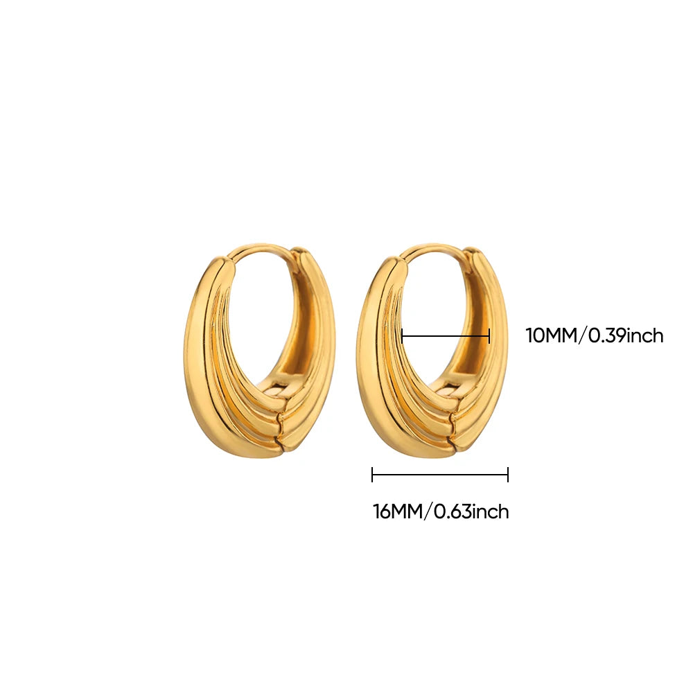 Classic Hoop Earrings for Women Girls Gold Color Chunky Stainless Steel Earrings 2026 Trend New in Minimalist Ear Jewelry aretes