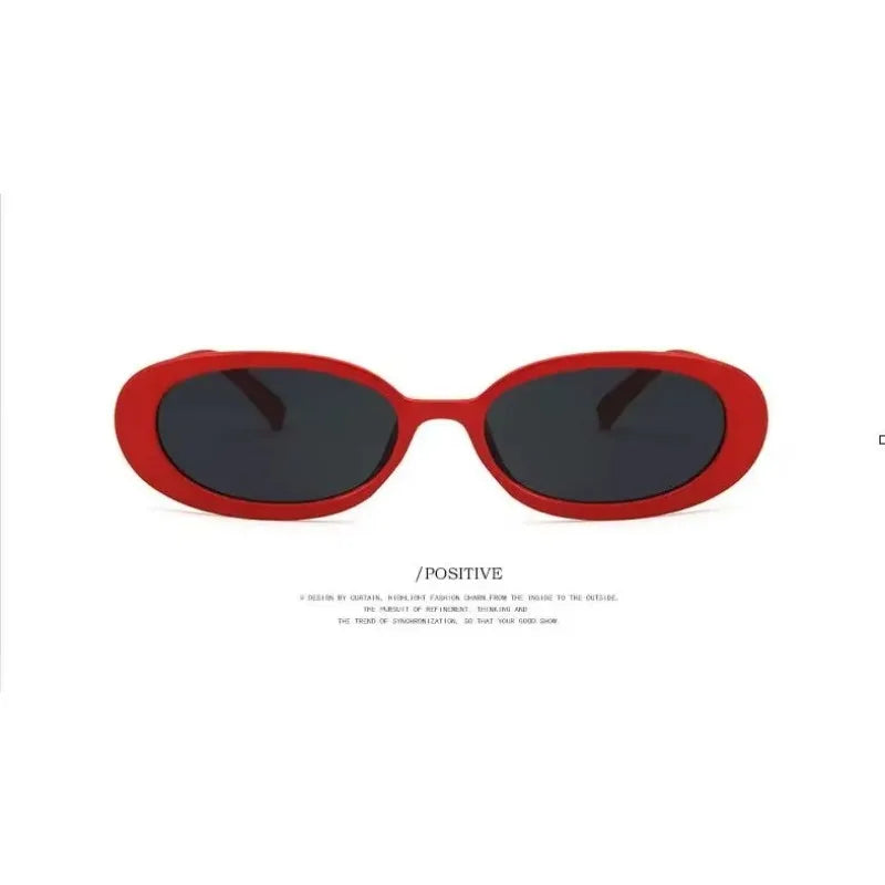 Vintage Oval  Sunglasses Women Luxury Brand Designer Small Oval Sun Glasses Retro Black Red Glasses Ladies Goggle