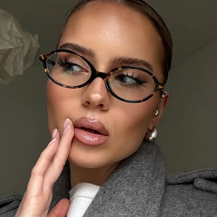 Vintage Oval Sunglasses NEW Women Luxury Brand Designer Small Oval Anti Blue Light Glasses Retro Fashion Men Leopard Eyegalsses