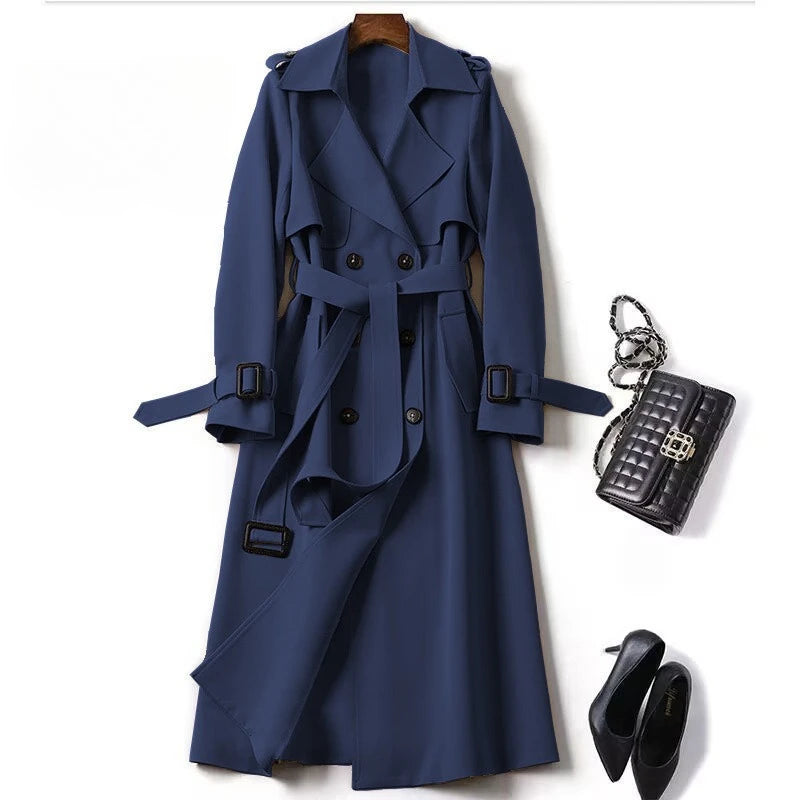 Trench Coat Women's Medium Long Spring Autumn New Korean Version Large Size Popular British Style Coat Over The Knee Coat