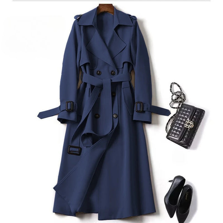 Trench Coat Women's Medium Long Spring Autumn New Korean Version Large Size Popular British Style Coat Over The Knee Coat