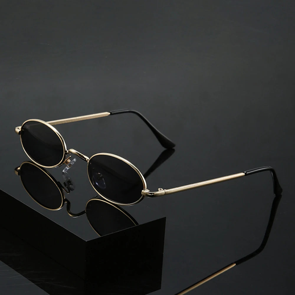 Vintage Oval Sunglasses Men Metal Small Frame Sun Glasses Women Retro 90s Style Eyewear Classic Streetwear Shades Goggles New