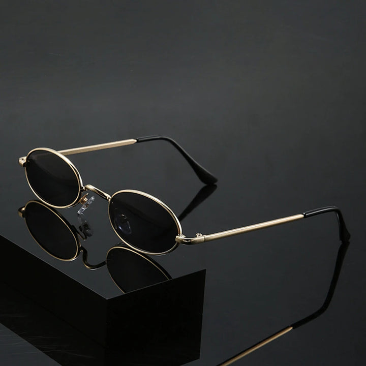 Vintage Oval Sunglasses Men Metal Small Frame Sun Glasses Women Retro 90s Style Eyewear Classic Streetwear Shades Goggles New