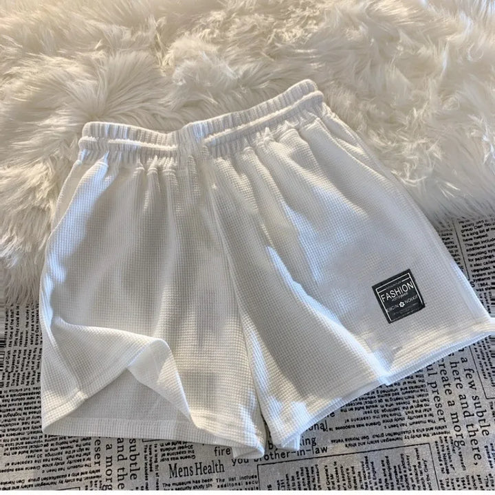 Women Waffle Casual Shorts Loose Pocket Pants Soft Sports Loungewear Summer