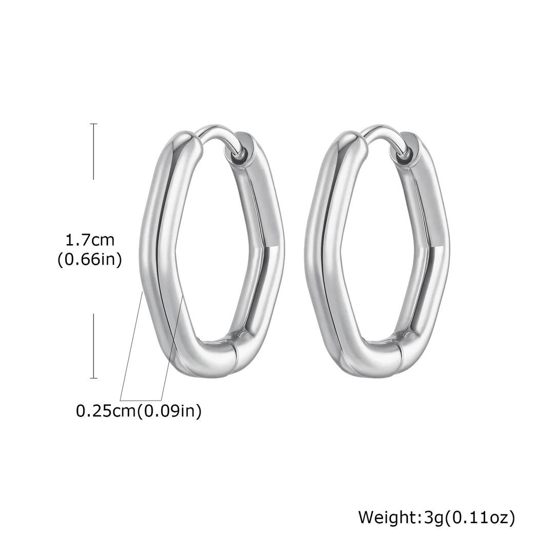 Minimalist Stainless Steel Hoop Earrings For Women, Geometric Oval Heart Gold Plated Huggies Earrings, Chic Jewelry Gift