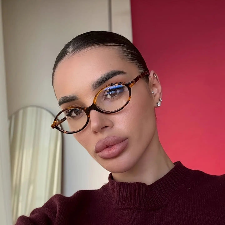 Vintage Oval Sunglasses NEW Women Luxury Brand Designer Small Oval Anti Blue Light Glasses Retro Fashion Men Leopard Eyegalsses