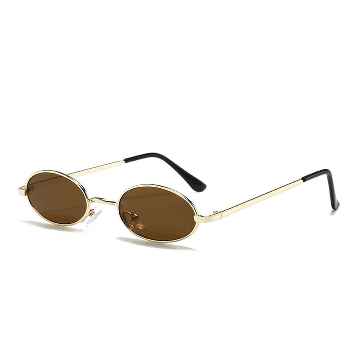 Vintage Oval Sunglasses Men Metal Small Frame Sun Glasses Women Retro 90s Style Eyewear Classic Streetwear Shades Goggles New