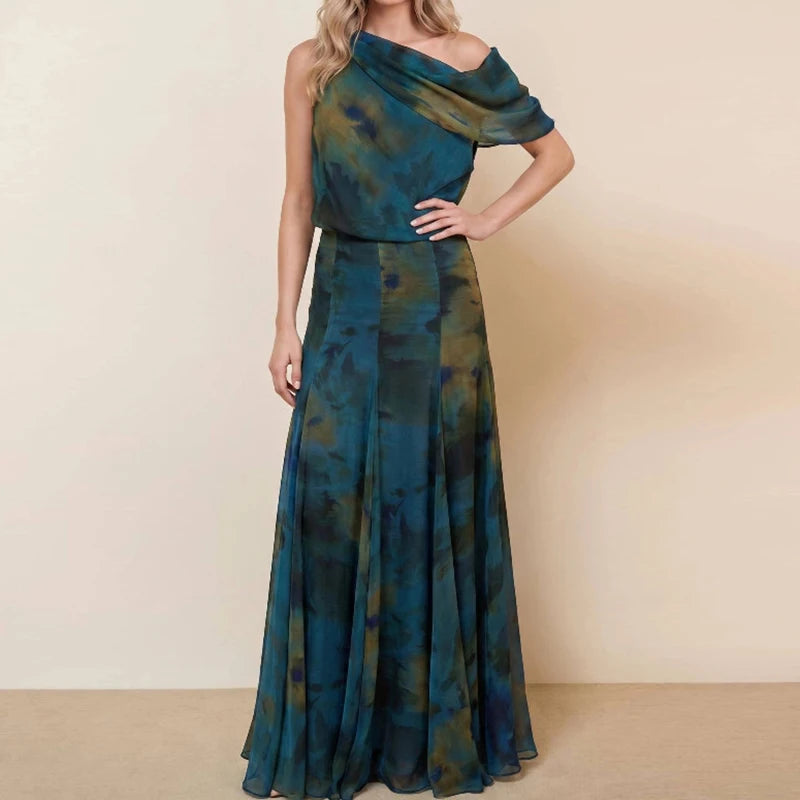 Elegant A-line Folded Sleeveless Dress French Summer Art Retro Mesh Breathable Dress Unique Blend High Neck Formal Evening Dress