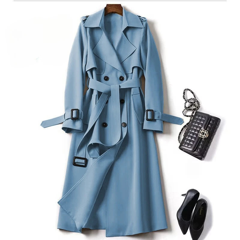 Trench Coat Women's Medium Long Spring Autumn New Korean Version Large Size Popular British Style Coat Over The Knee Coat