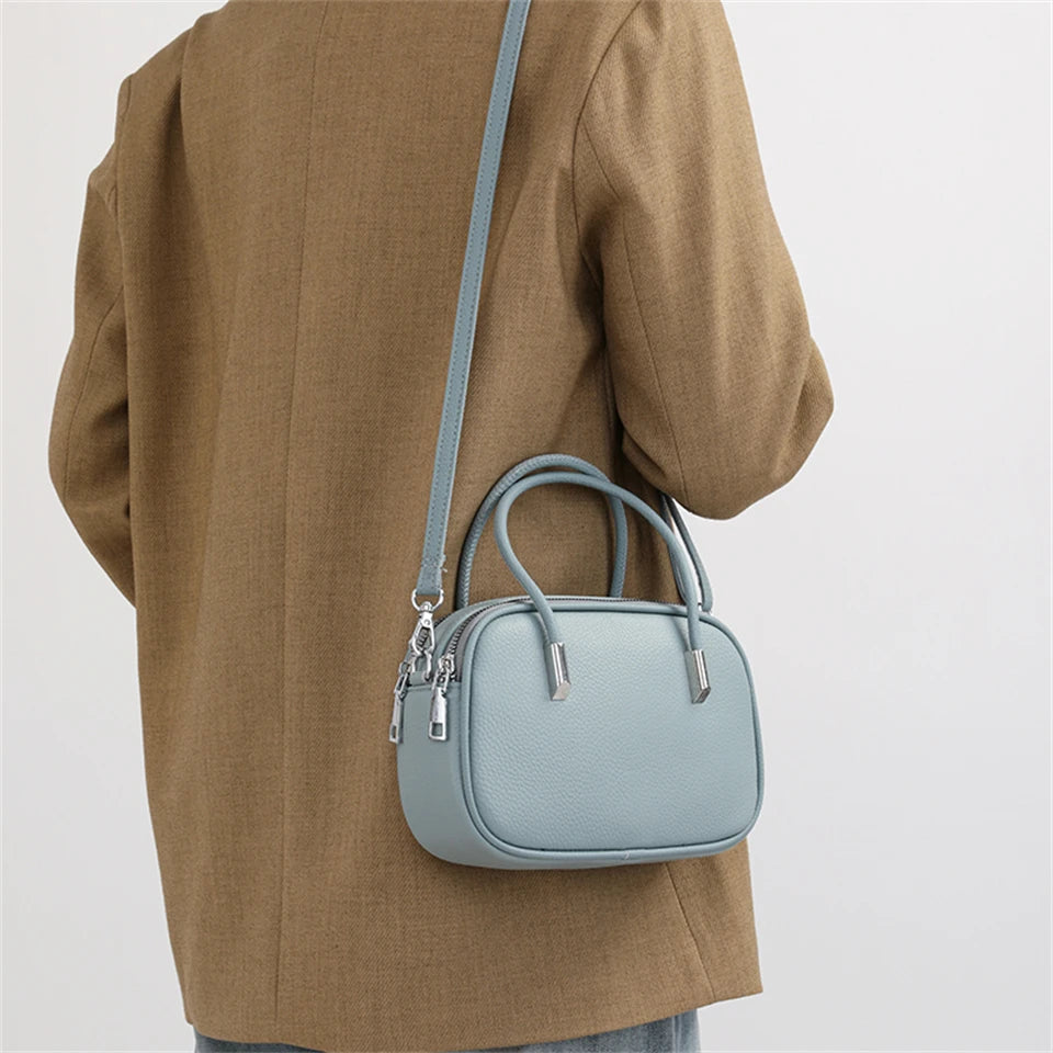 Genuine Leather Crossbody Bag Women Fashion Simple Shoulder Bag Designe Ladies Cowhide Messenger Bag Small Handbag and Purse Sac