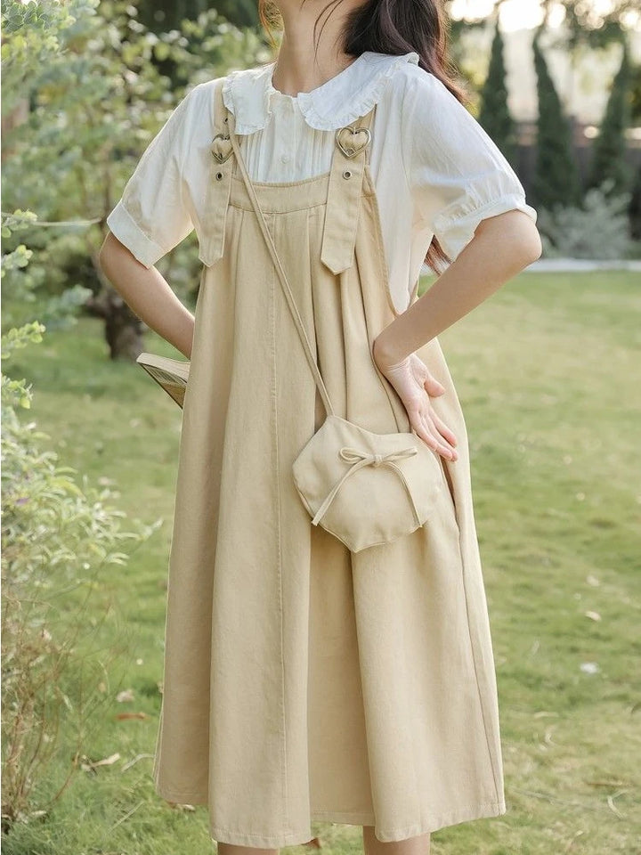 Sleeveless Dress Women Clothing A-line Kawaii Pure Korean Fashion Baggy All-match Vintage Preppy Girlish Sweet Vestidos Summer