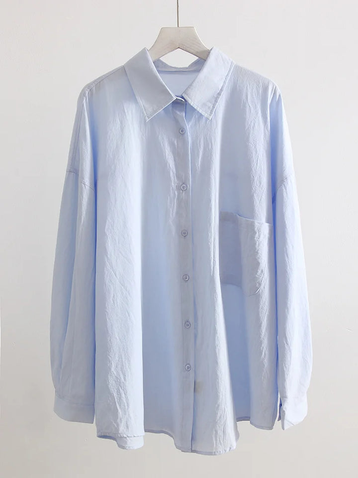 White Basic Oversized Button Up Shirts Women Summer Cotton Office Wear Loose Blouses Female Yellow Shirt Long Sleeve For Women