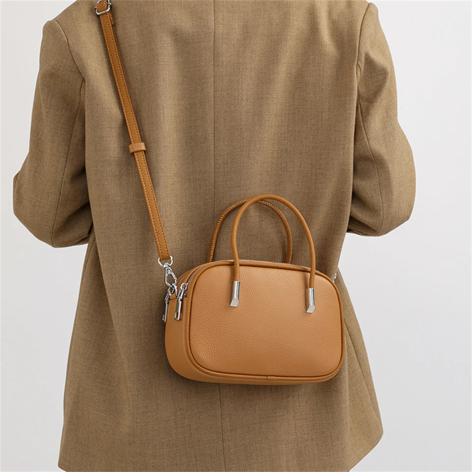 Genuine Leather Crossbody Bag Women Fashion Simple Shoulder Bag Designe Ladies Cowhide Messenger Bag Small Handbag and Purse Sac