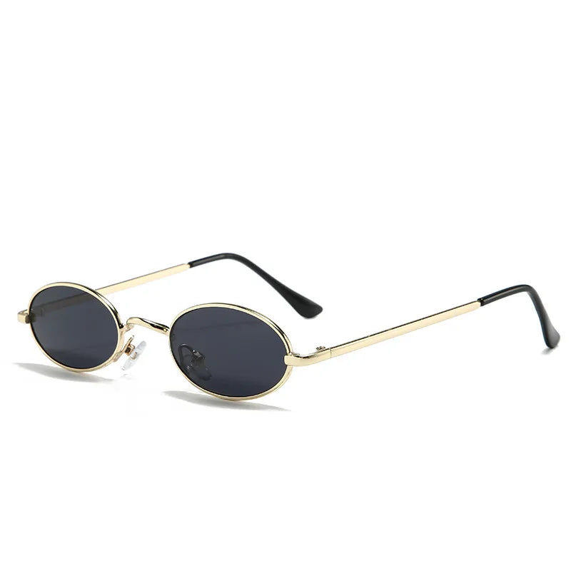 Vintage Oval Sunglasses Men Metal Small Frame Sun Glasses Women Retro 90s Style Eyewear Classic Streetwear Shades Goggles New