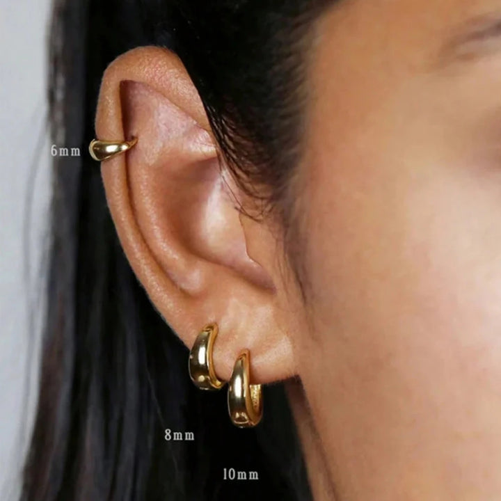 Classic Hoop Earrings for Women Girls Gold Color Chunky Stainless Steel Earrings 2026 Trend New in Minimalist Ear Jewelry aretes