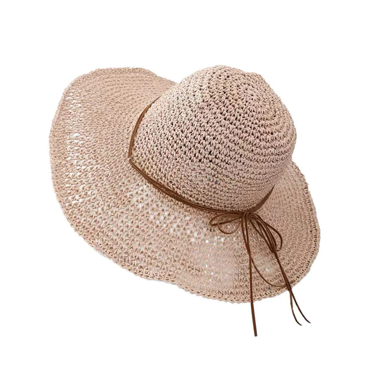 Women's Summer Woven Straw & Fabric Beach Hat - Wide-Brim UV Protection Sun Cap for Outdoor & Coastal Adventures