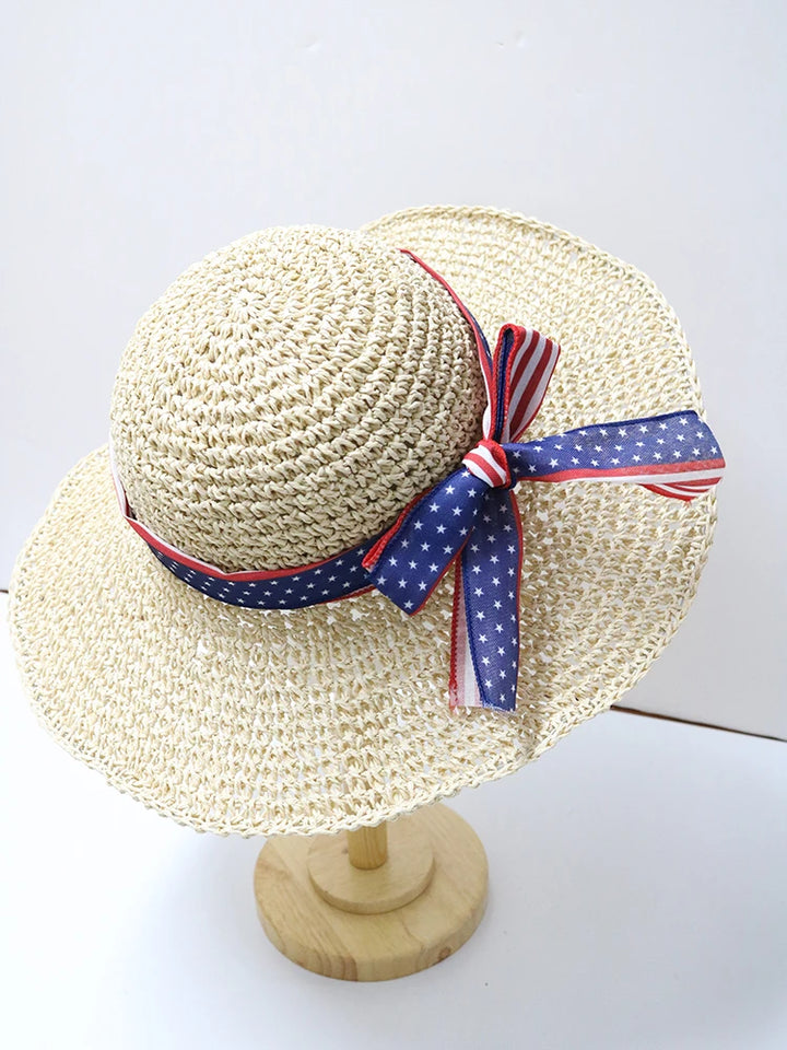 Women's Summer Woven Straw & Fabric Beach Hat - Wide-Brim UV Protection Sun Cap for Outdoor & Coastal Adventures