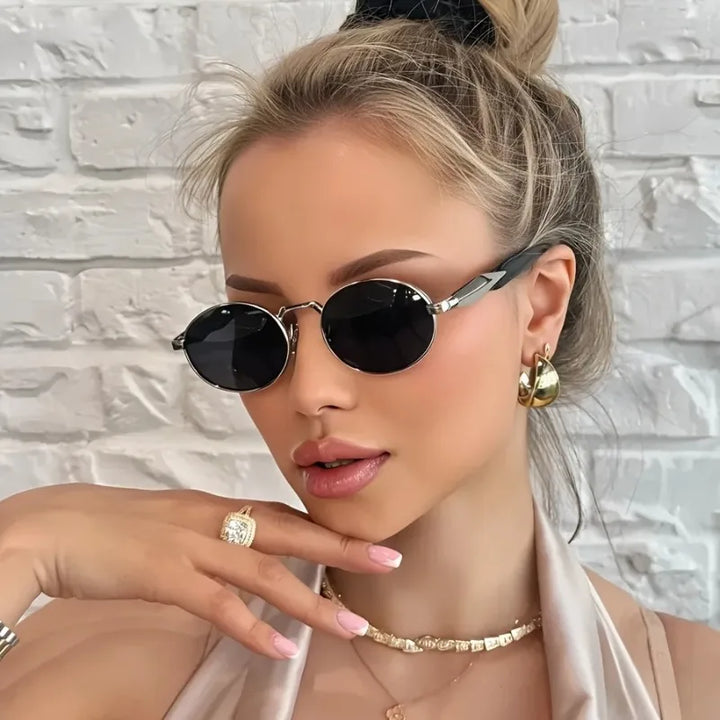Vintage Small Oval Metal Sunglasses Fashion Brand Casual Style Sun Glasses Luxury Punk Unisex Stylish Eyeglasses UV400