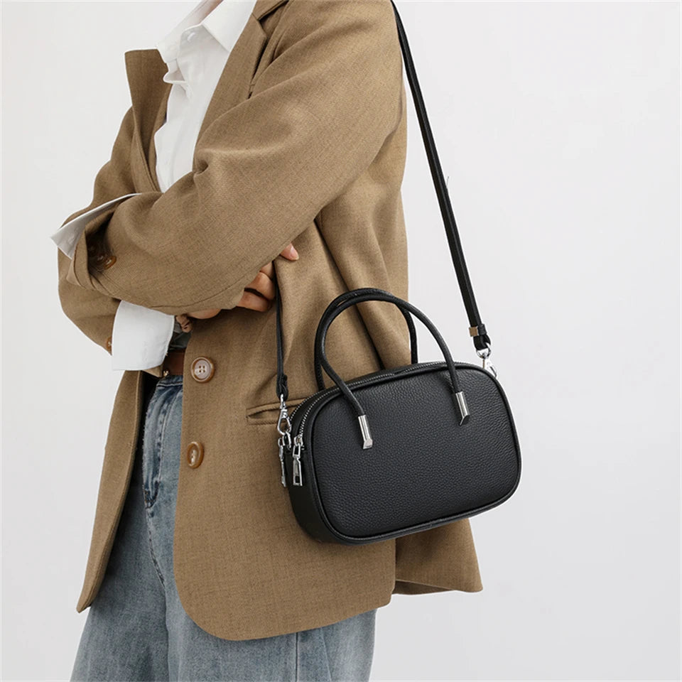 Genuine Leather Crossbody Bag Women Fashion Simple Shoulder Bag Designe Ladies Cowhide Messenger Bag Small Handbag and Purse Sac