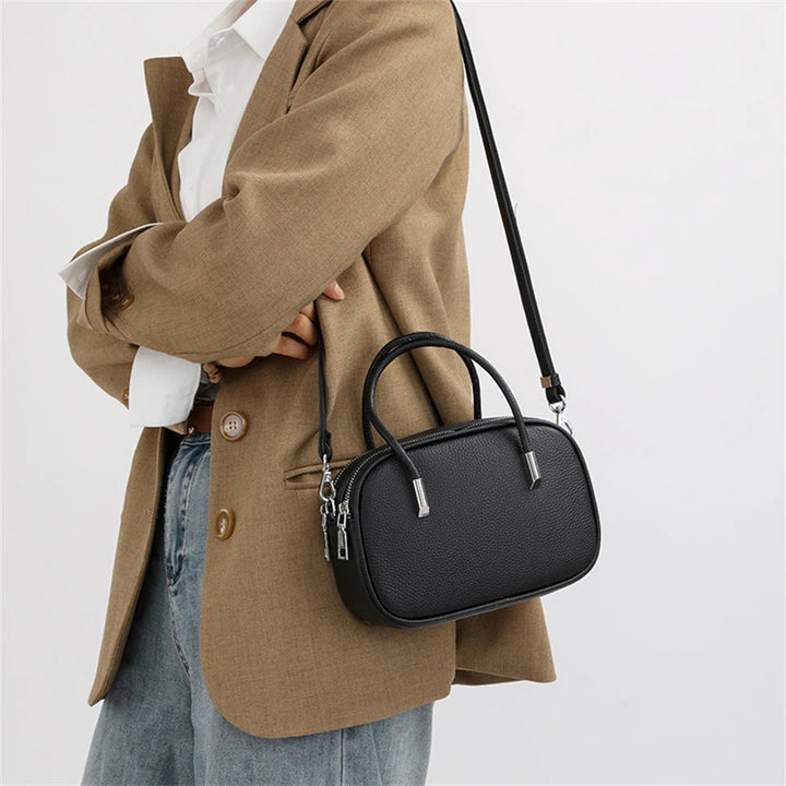 Genuine Leather Crossbody Bag Women Fashion Simple Shoulder Bag Designe Ladies Cowhide Messenger Bag Small Handbag and Purse Sac
