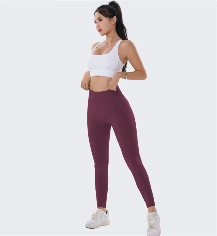 High Waisted Seamless Yoga Leggings for Women Solid Color Slim Fit Peach Shaped Hip Lifting Fitness Sports Pants