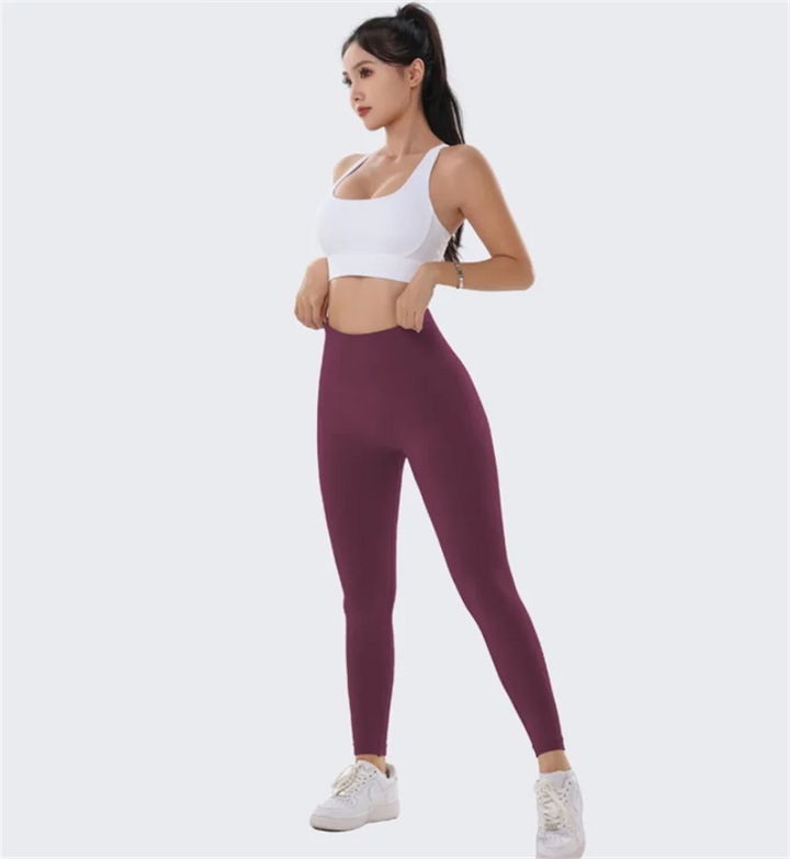 High Waisted Seamless Yoga Leggings for Women Solid Color Slim Fit Peach Shaped Hip Lifting Fitness Sports Pants
