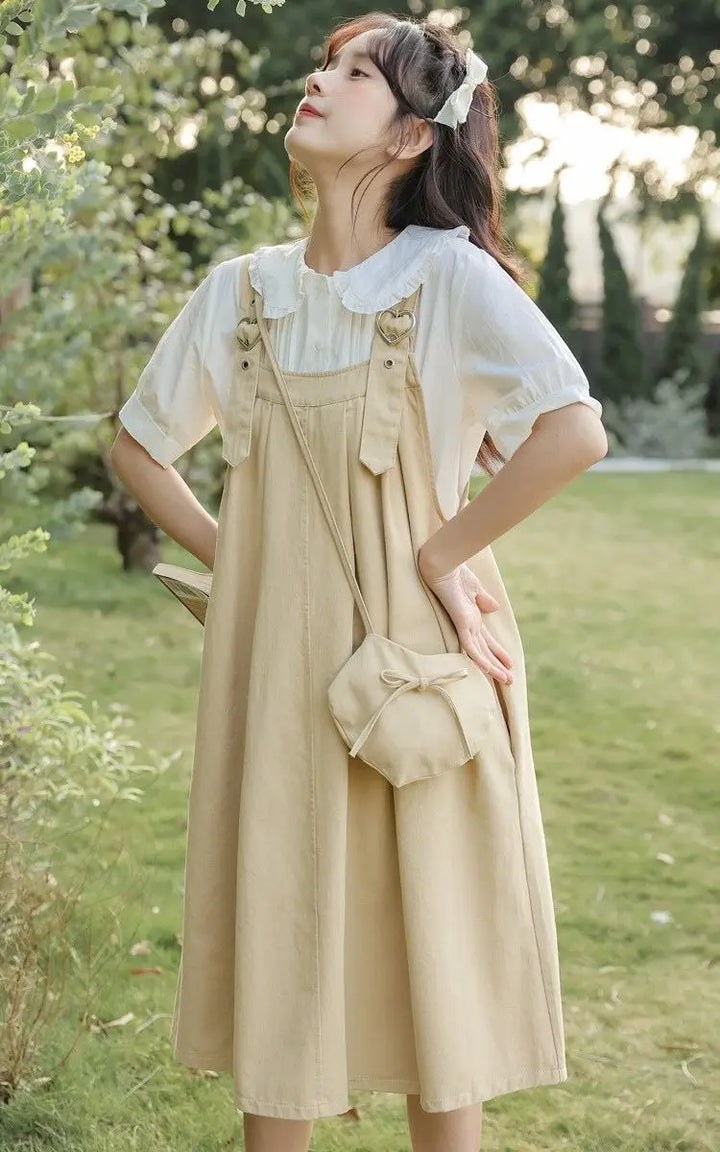 Sleeveless Dress Women Clothing A-line Kawaii Pure Korean Fashion Baggy All-match Vintage Preppy Girlish Sweet Vestidos Summer