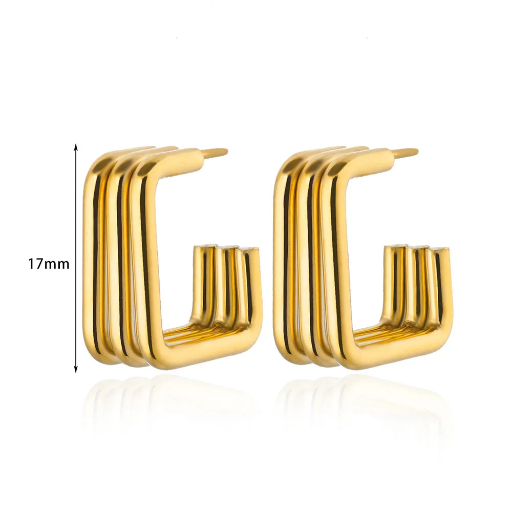 Classic Hoop Earrings for Women Girls Gold Color Chunky Stainless Steel Earrings 2026 Trend New in Minimalist Ear Jewelry aretes