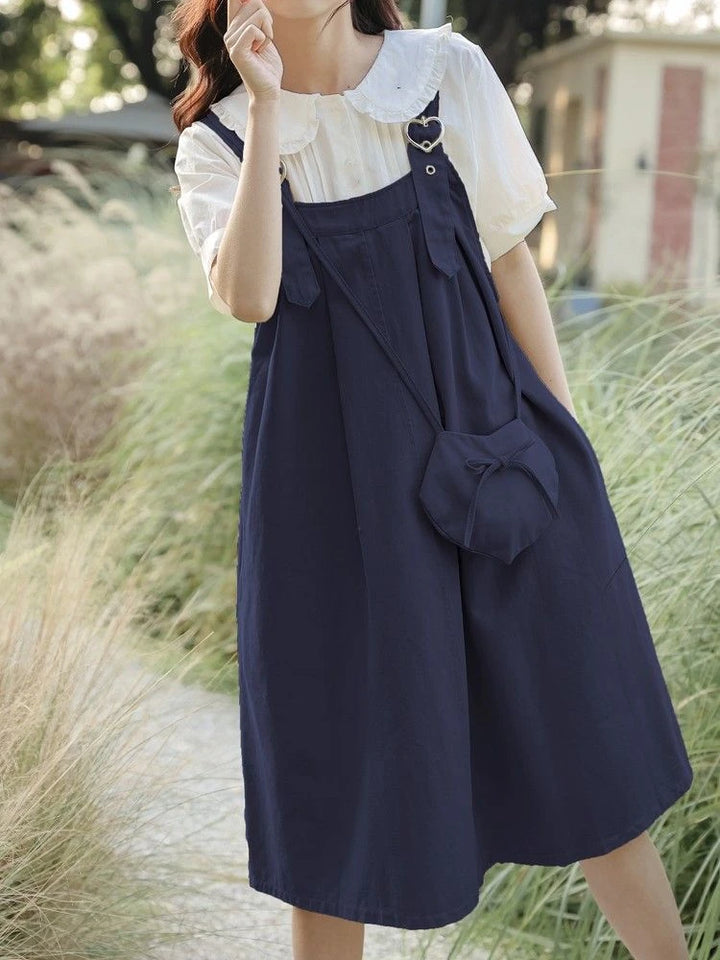 Sleeveless Dress Women Clothing A-line Kawaii Pure Korean Fashion Baggy All-match Vintage Preppy Girlish Sweet Vestidos Summer