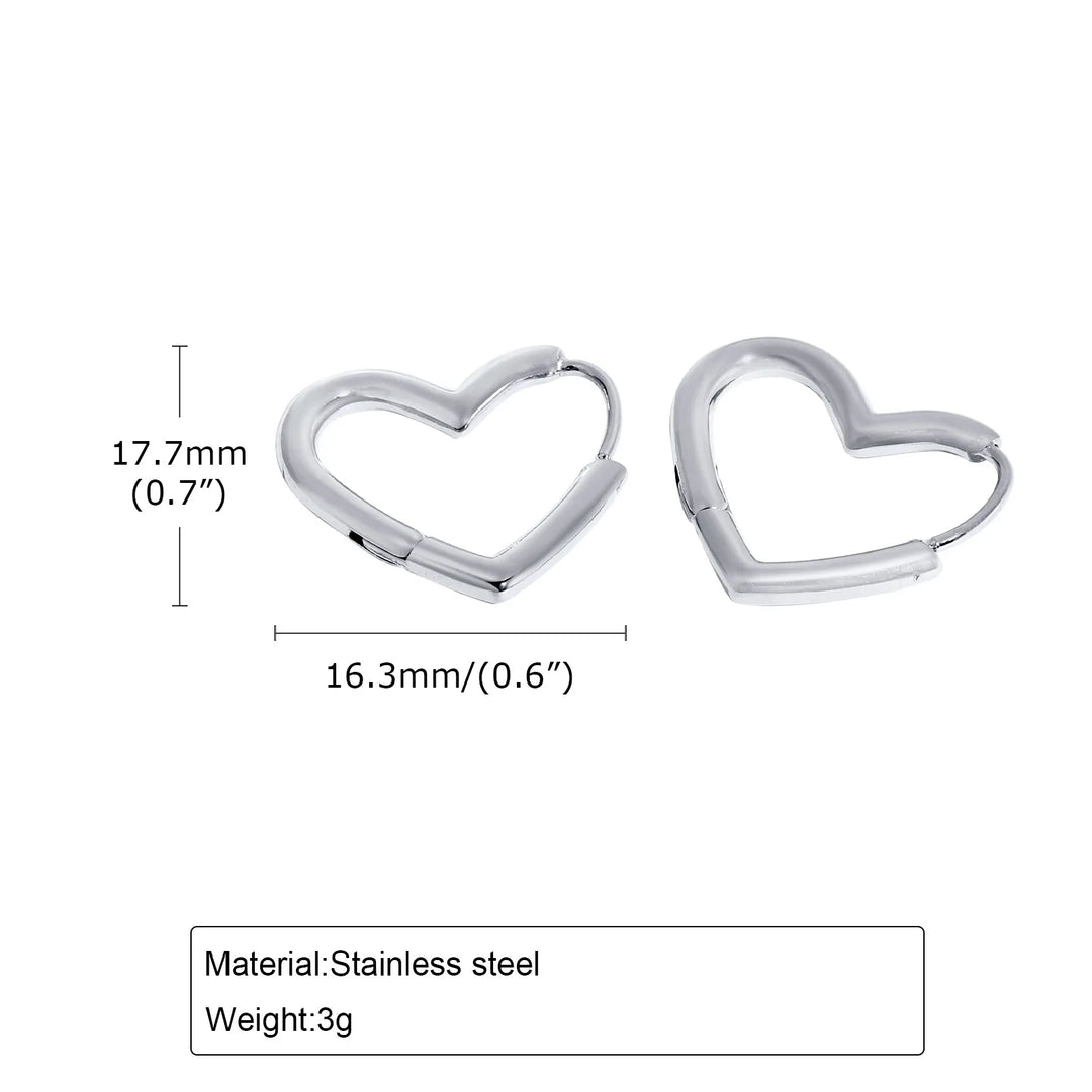 Minimalist Stainless Steel Hoop Earrings For Women, Geometric Oval Heart Gold Plated Huggies Earrings, Chic Jewelry Gift