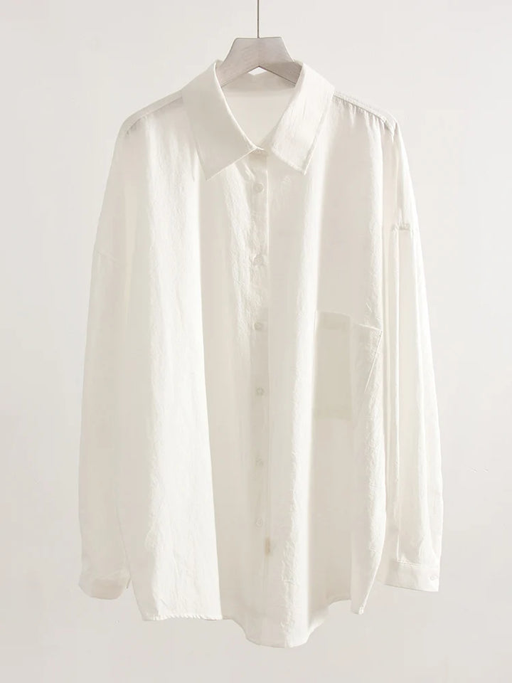 White Basic Oversized Button Up Shirts Women Summer Cotton Office Wear Loose Blouses Female Yellow Shirt Long Sleeve For Women